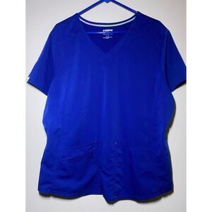 Scrubstar Ultimate Womens 2XL/2XG Blue Scrub Top, V-Neck Short Sleeve